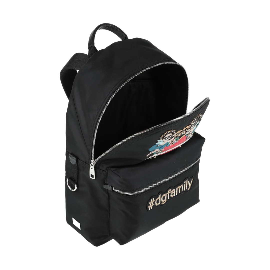 NYLON FAMILY PATCHWORK BACKPACK BLACK - Image 4