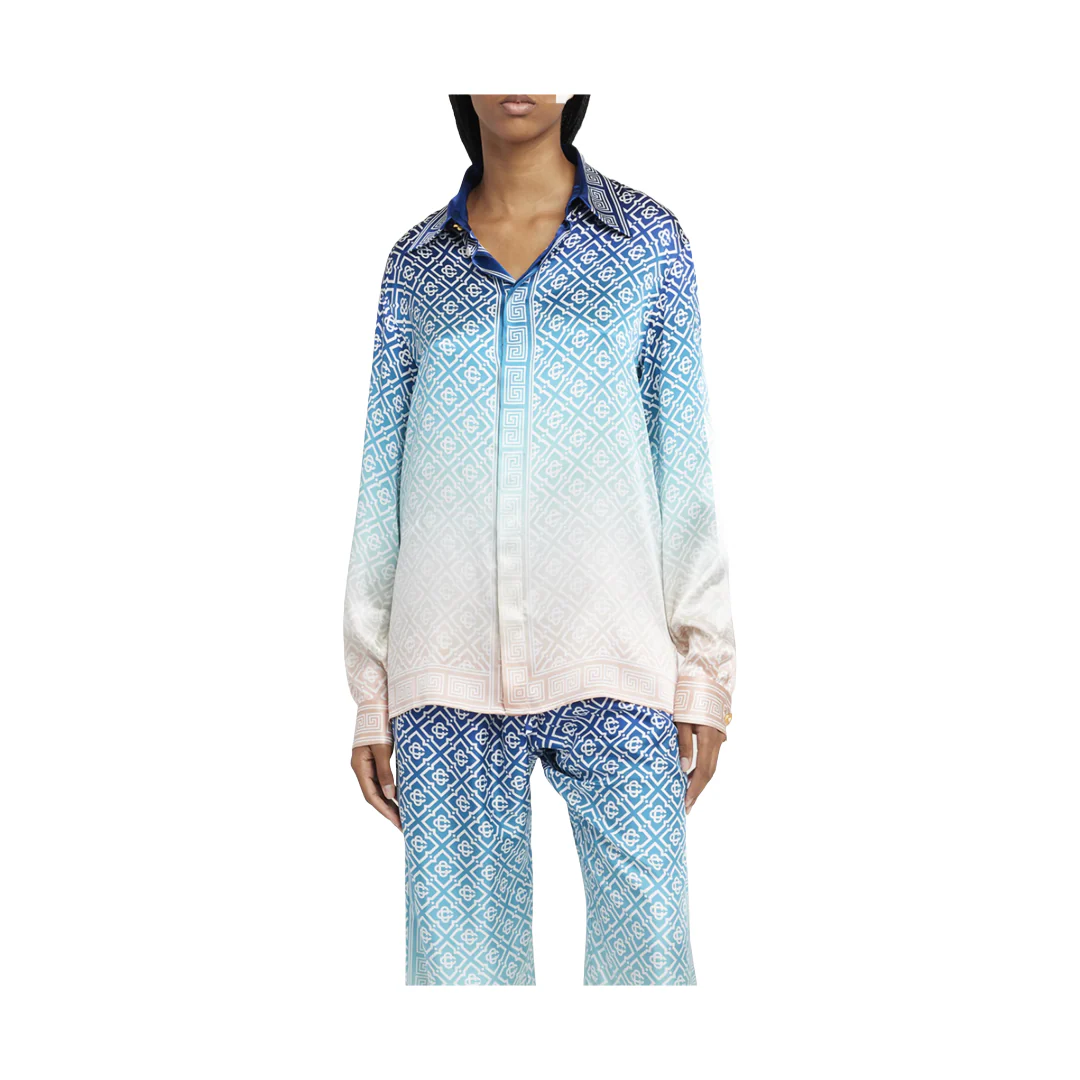 OMBRE MONOGRAM SILK BUTTON-DOWN SHIRT - Image 2