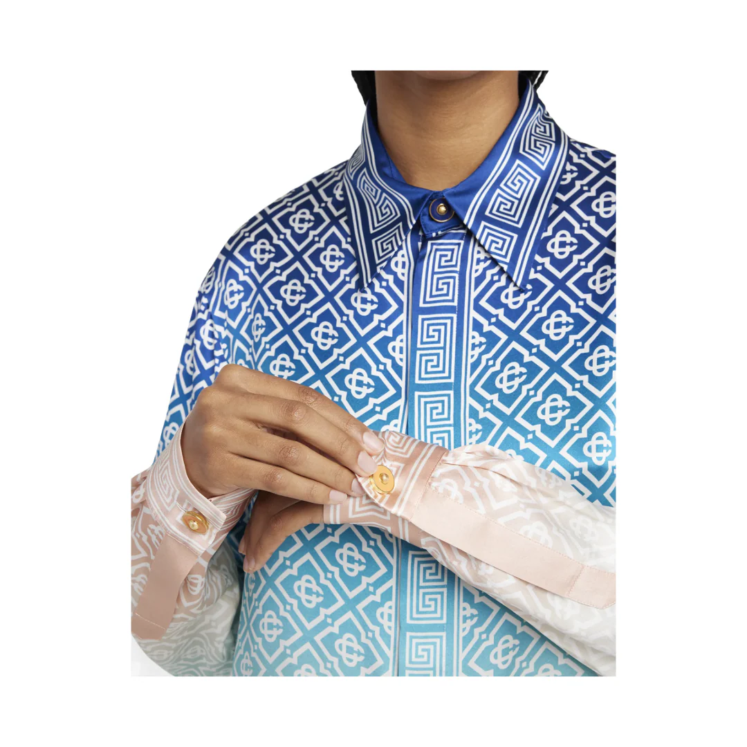 OMBRE MONOGRAM SILK BUTTON-DOWN SHIRT - Image 4
