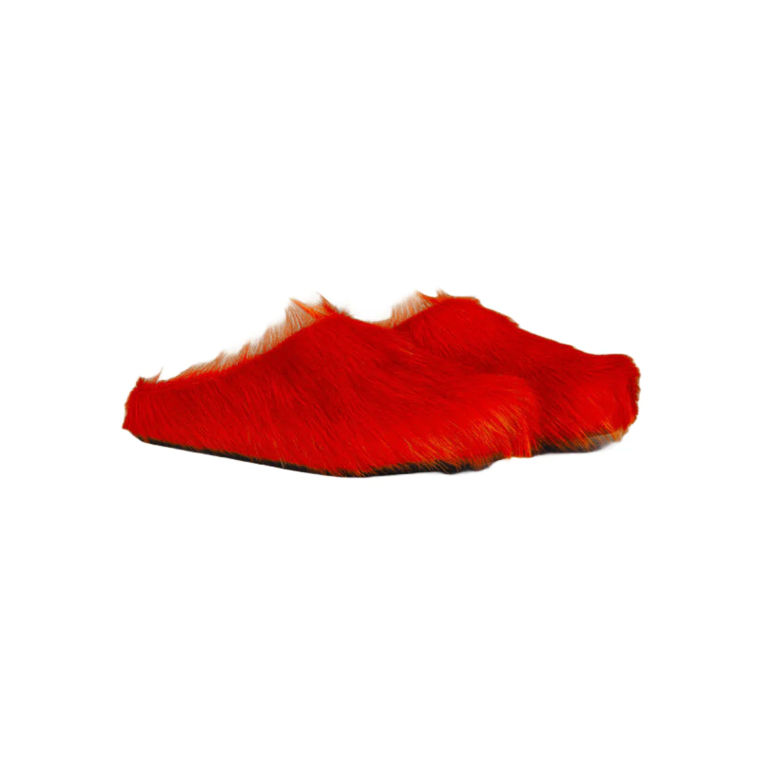 ORANGE LONG HAIR CALFSKIN FUSSBETT SABOT - Image 2