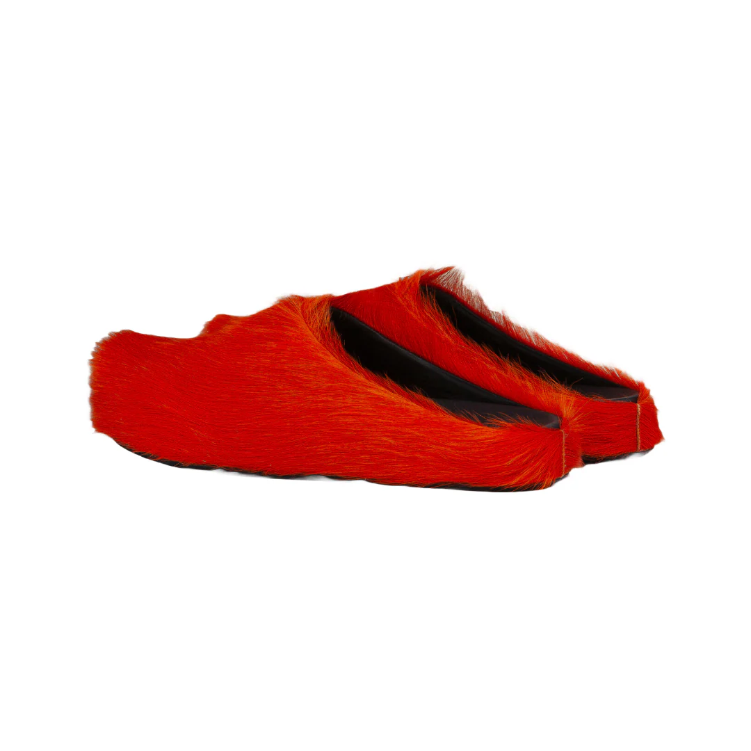 ORANGE LONG HAIR CALFSKIN FUSSBETT SABOT - Image 3