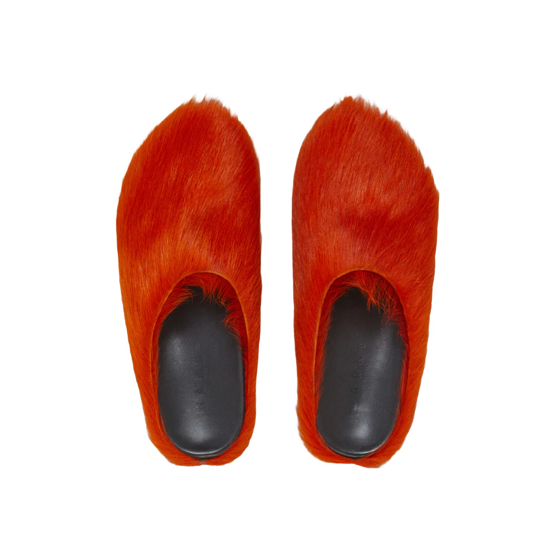 ORANGE LONG HAIR CALFSKIN FUSSBETT SABOT - Image 4