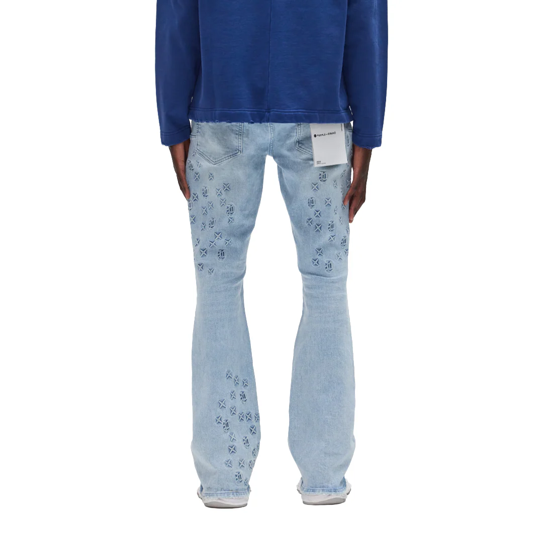 P004 MONOGRAM EMBOSSED JEANS BLUE - Image 2