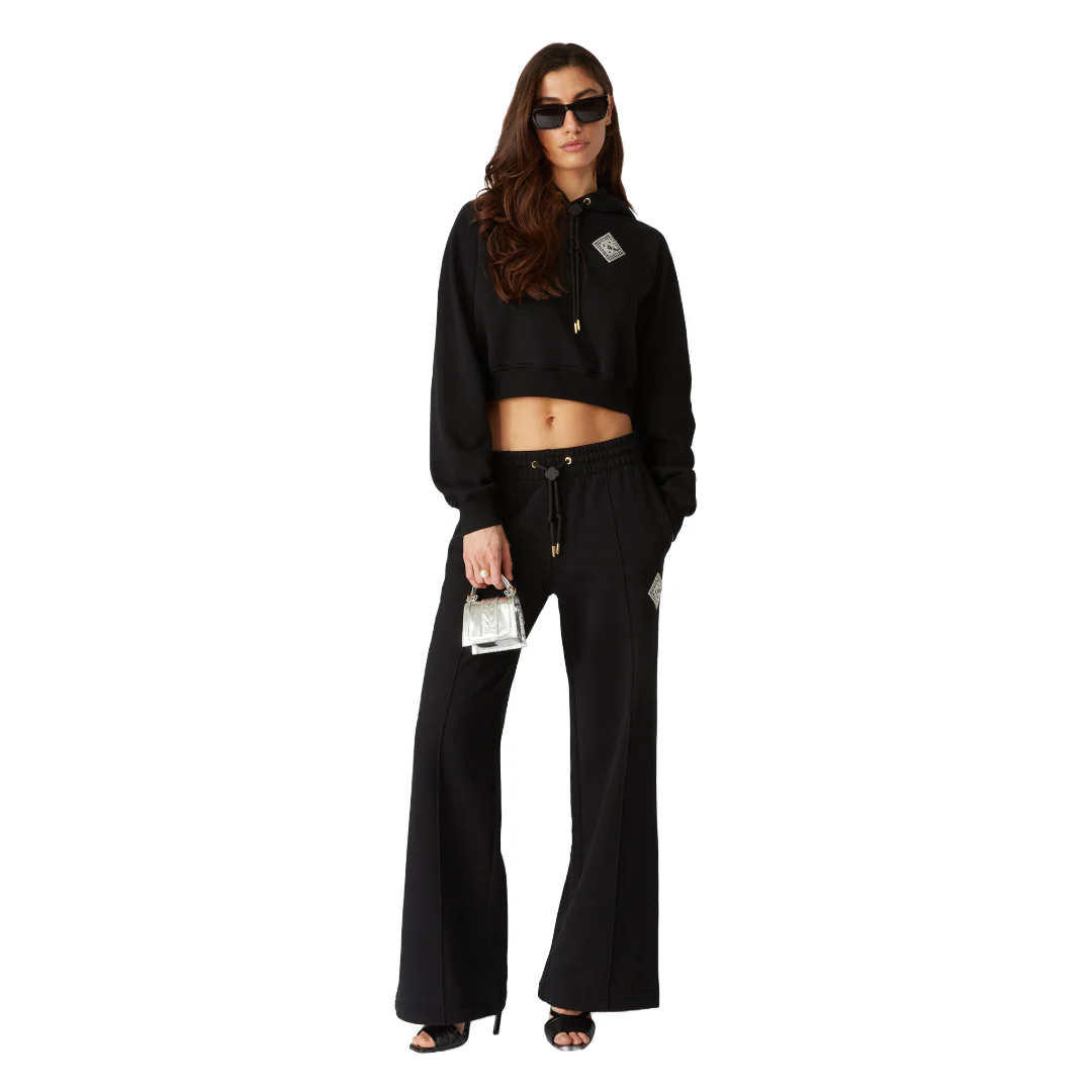 PEARL DIAMOND CROPPED HOODED SWEATSHIRT BLACK - Image 2