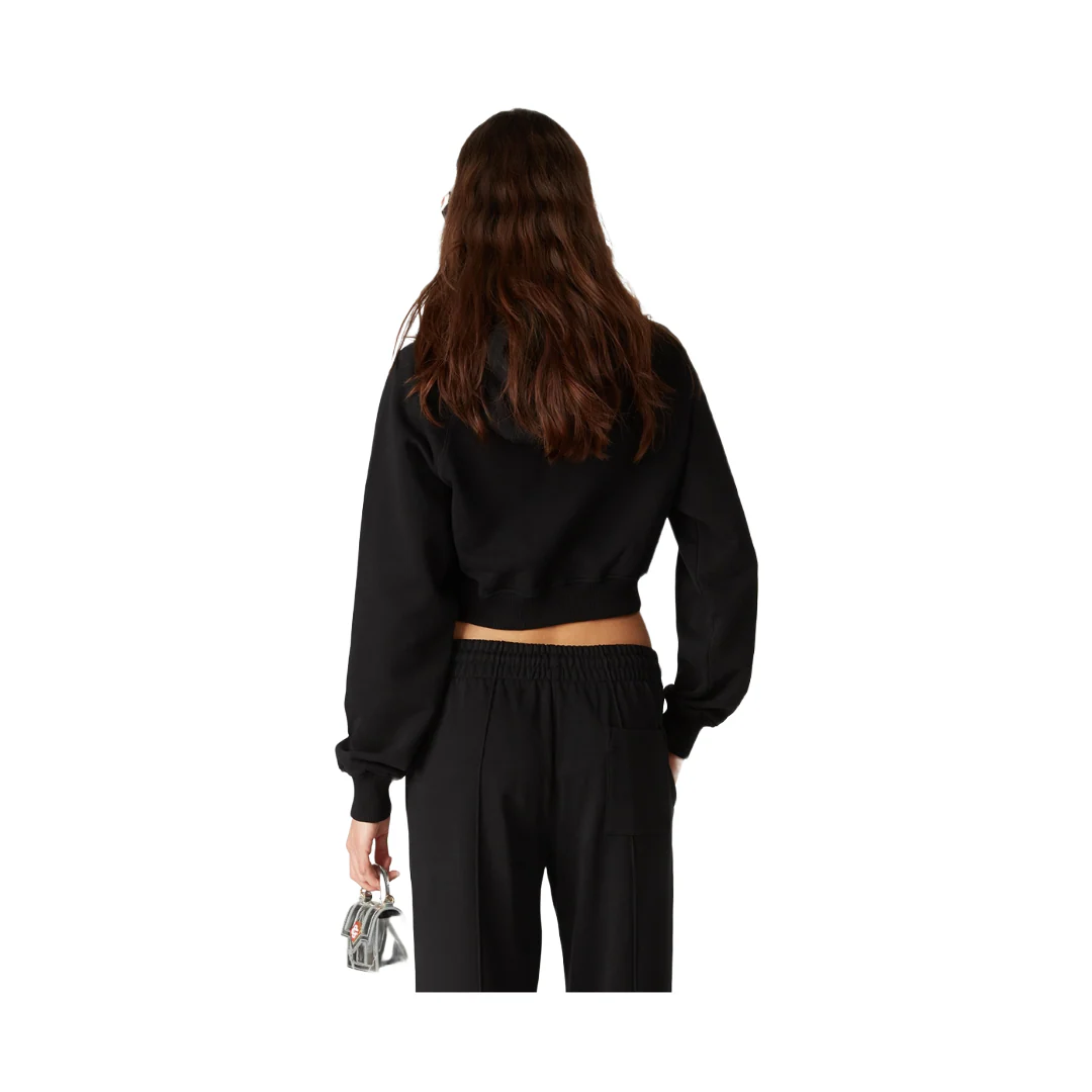 PEARL DIAMOND CROPPED HOODED SWEATSHIRT BLACK - Image 3