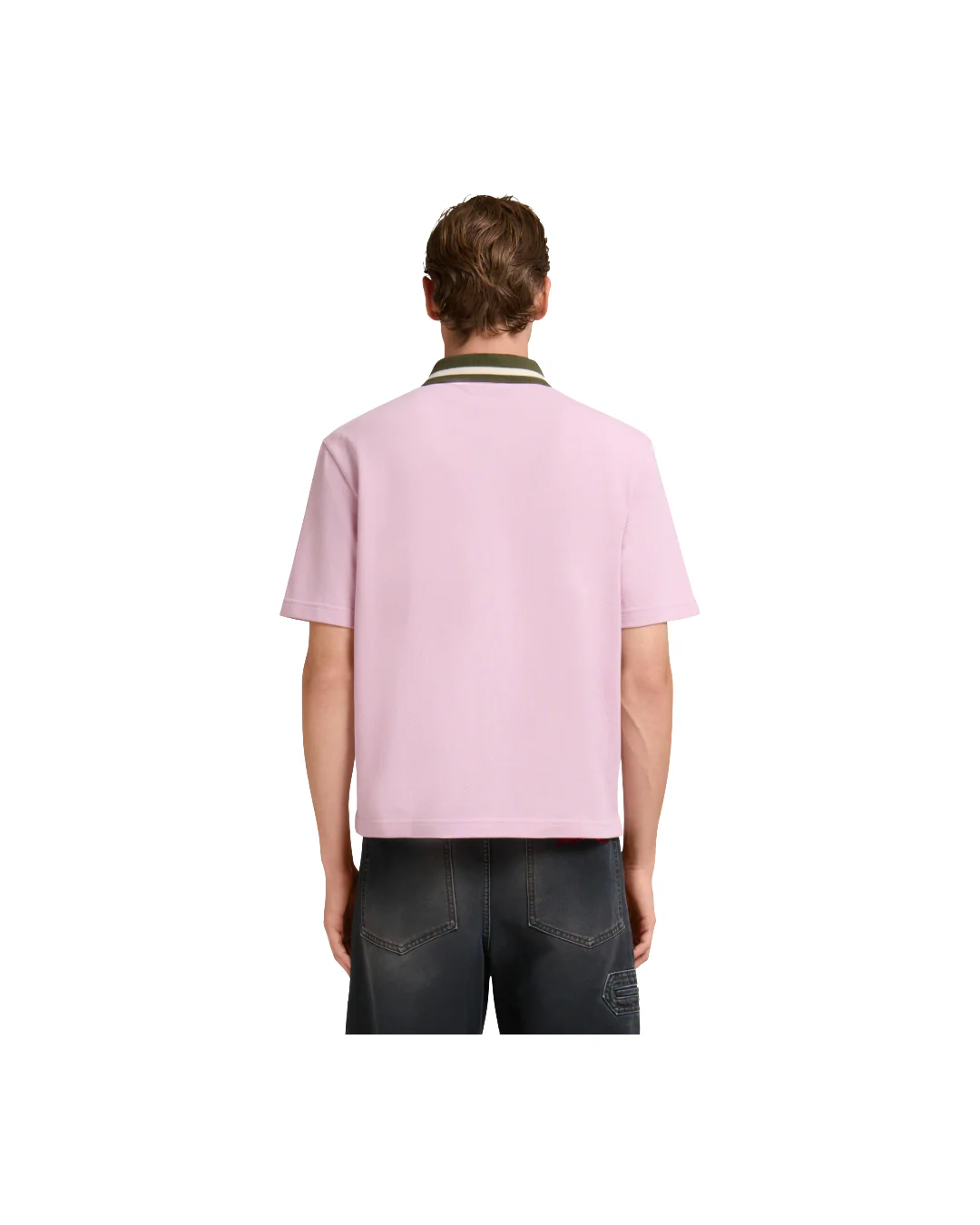 PINK PIQUÉ POLO SHIRT WITH STRIPPED COLLAR - Image 2