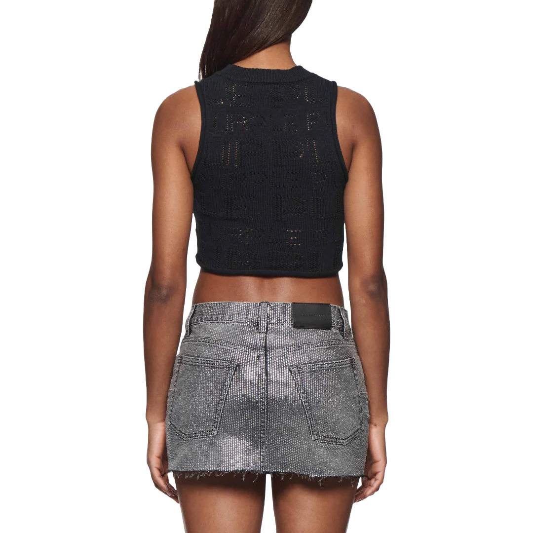 POINTELLE SWEATER VEST BLACK - Image 3