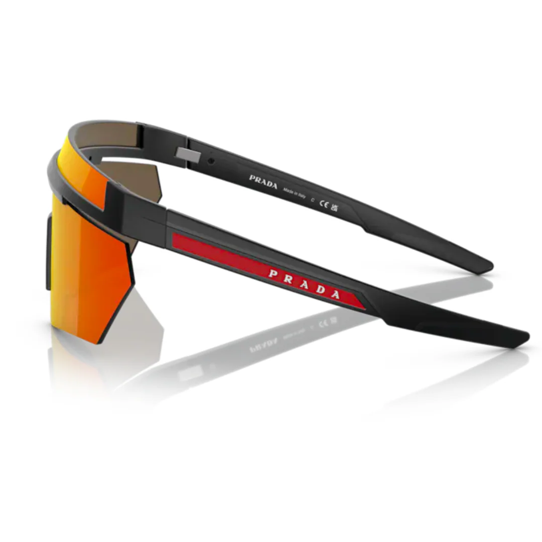 PRADA VISER SUNGLASSES MATTE BLACK/ORANGE 0PS 01YS - Image 2