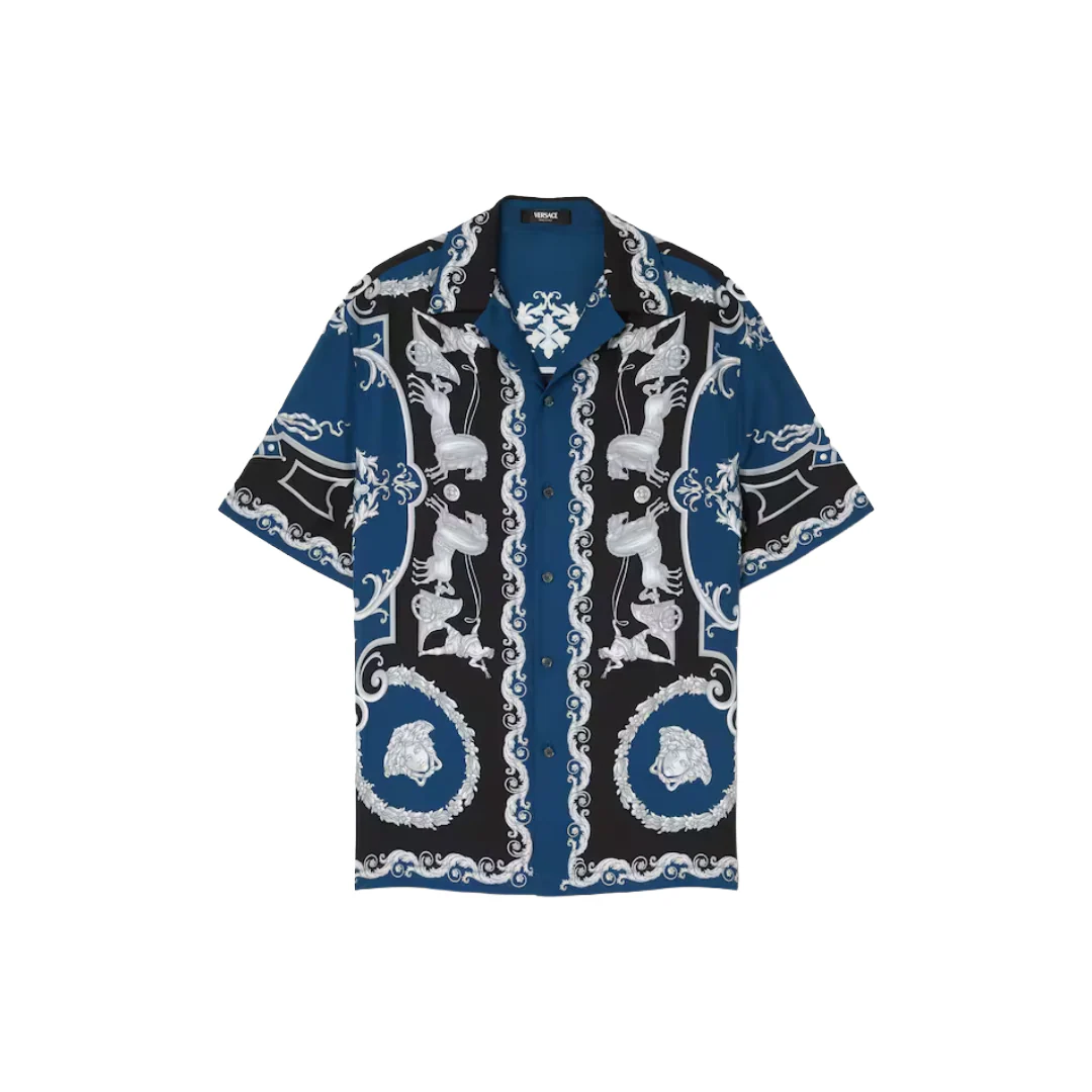 PRINRED SILK TWILL SLIM SHIRT