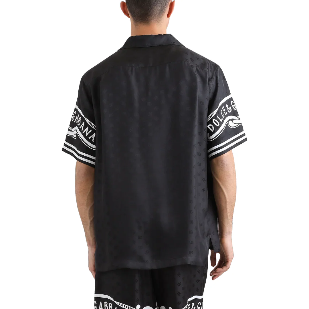 PRINTED SILK AND DENIM SHIRT BLACK - Image 3