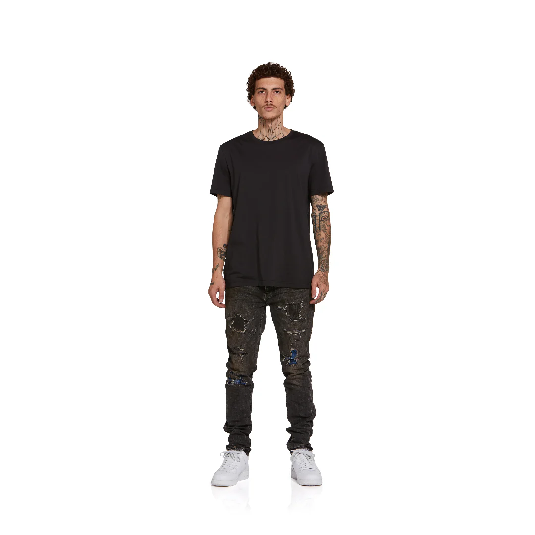 PURPLE BRAND BLACK HEAVY REPAIR WITH PLAID PATCH