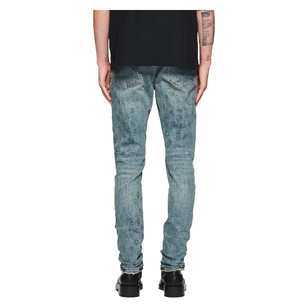 PURPLE BRAND EMBOSSED DENIM JEAN MEDIUM BLUE - Image 2