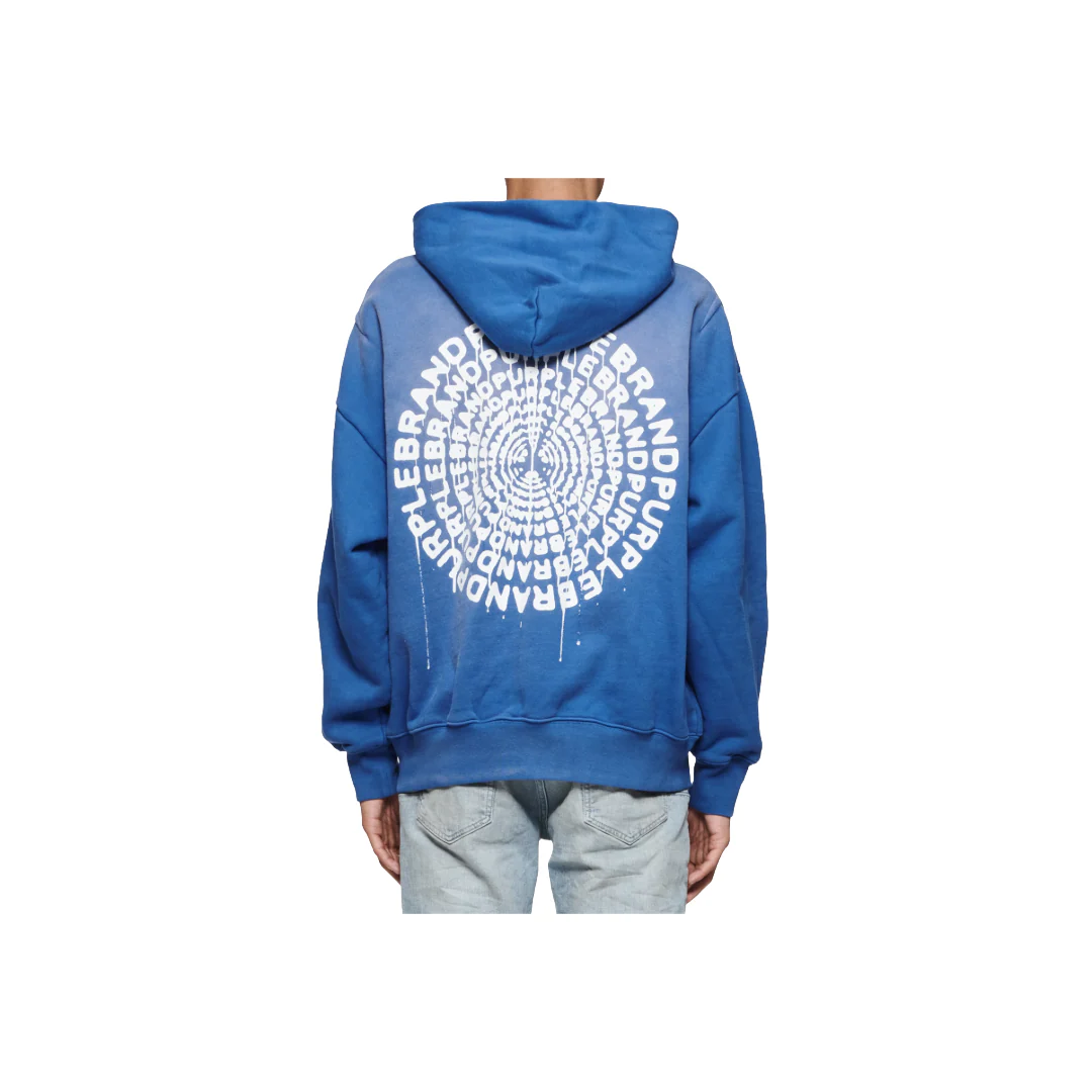 PURPLE BRAND HWT FLEECE PO HOODY VICTORIA BLUE CONCENTRIC - Image 2