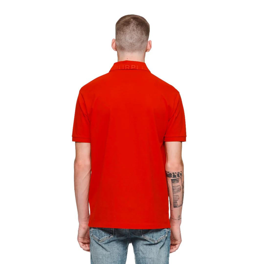PURPLE BRAND PIQUE KNIT POLO SHIRT RED - Image 2