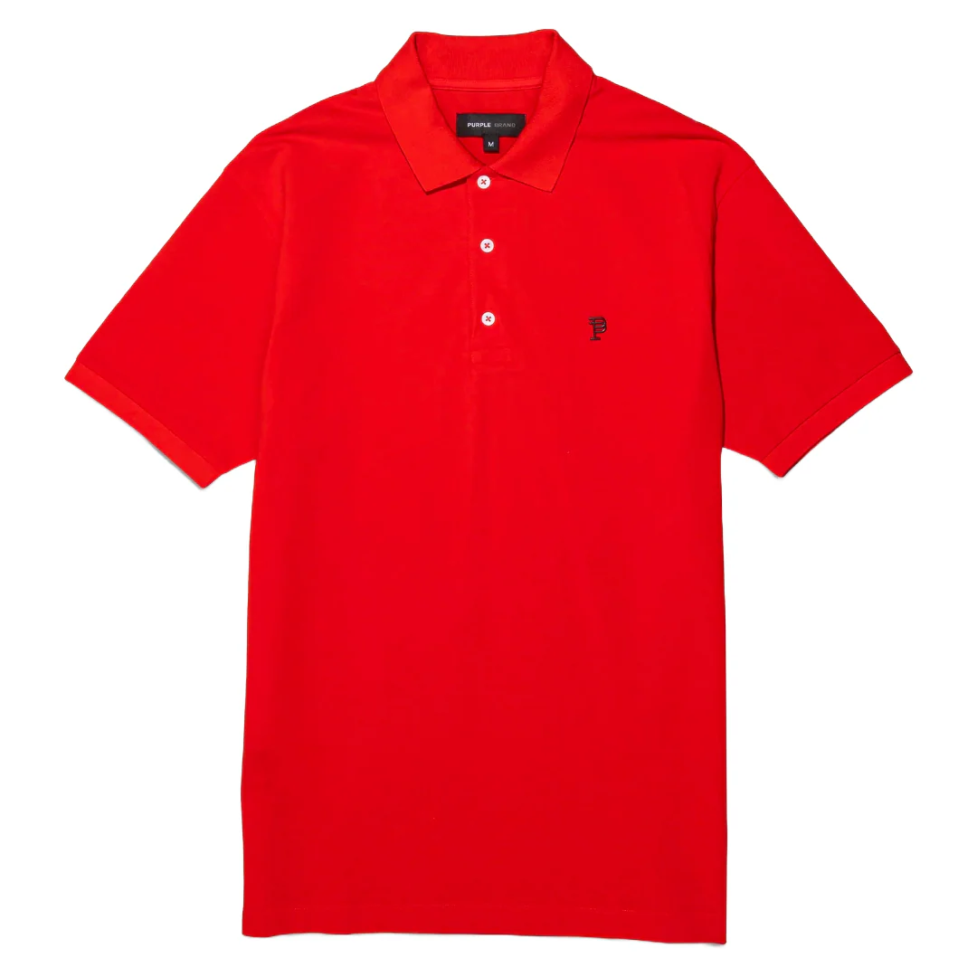 PURPLE BRAND PIQUE KNIT POLO SHIRT RED - Image 3