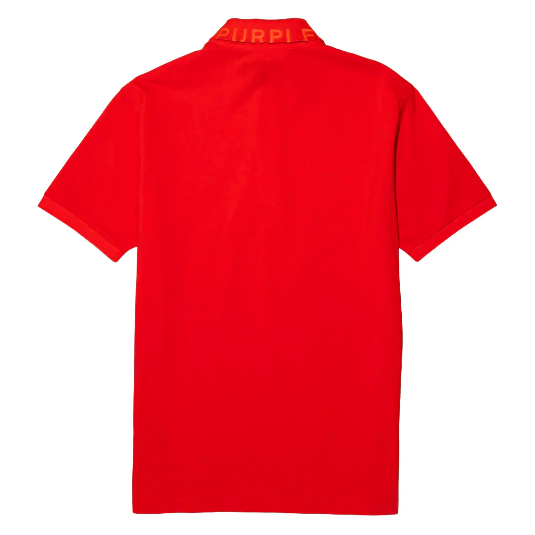PURPLE BRAND PIQUE KNIT POLO SHIRT RED - Image 4