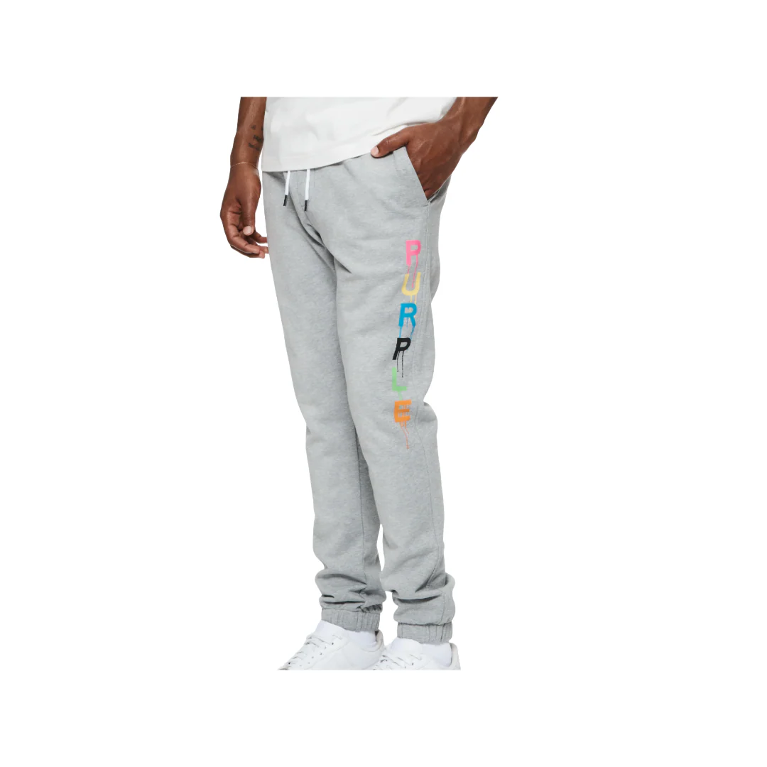 PURPLE BRAND WORDMARK DRIP SWEATPANTS  GREY - Image 2