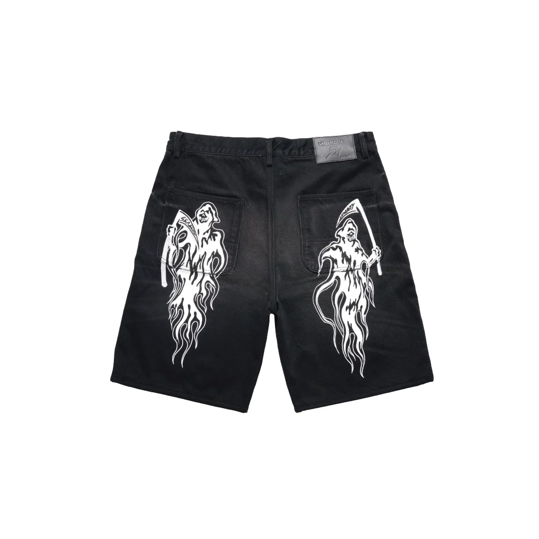 REAPER BAGGY MOTO DENIM SHORT -FAADED BLACK