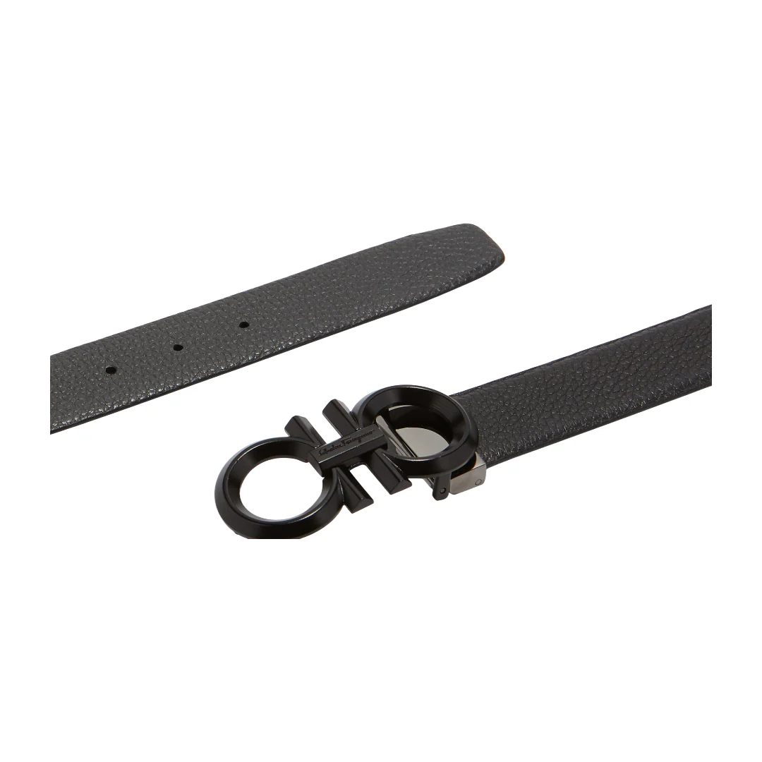 REVERSIBLE AND ADJUSTABLE GANCINI BELT BLACK/ASPHALT GREY - Image 2
