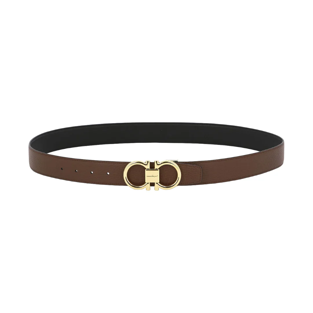 REVERSIBLE AND ADJUSTABLE GANCINI BELT BLACK/COCOA - Image 2