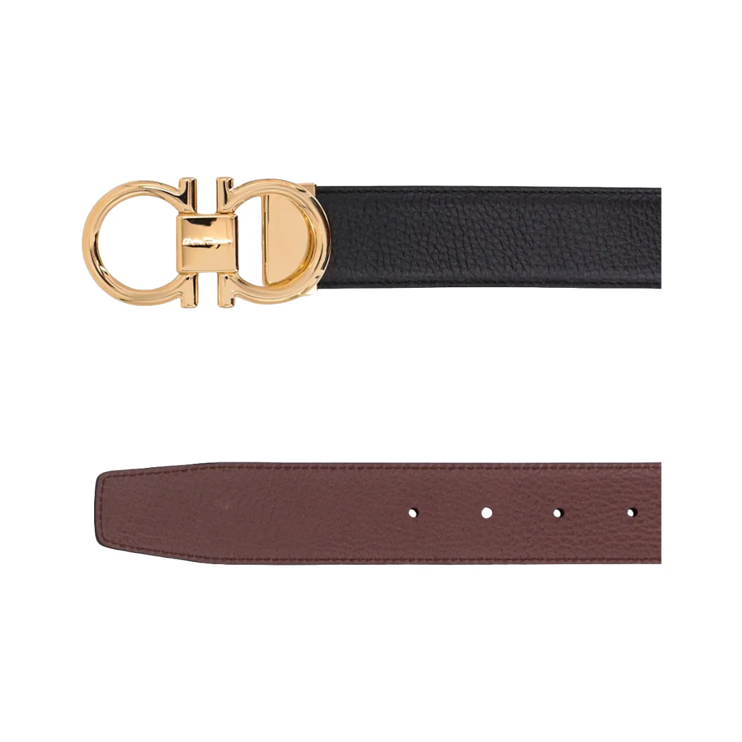 REVERSIBLE AND ADJUSTABLE GANCINI BELT BLACK/COCOA - Image 3