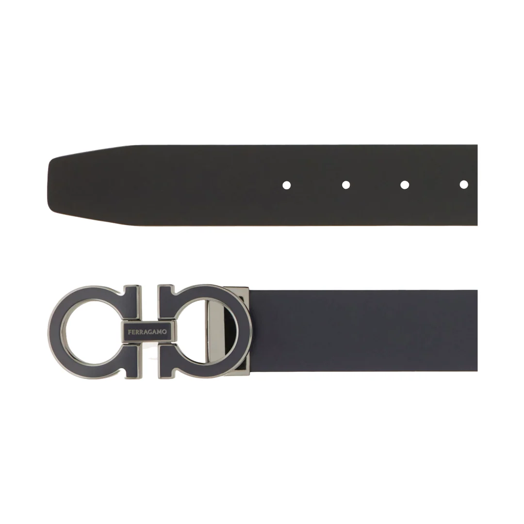 REVERSIBLE AND ADJUSTABLE GANCINI BELT MIDNIGHT BLUE BLACK - Image 2