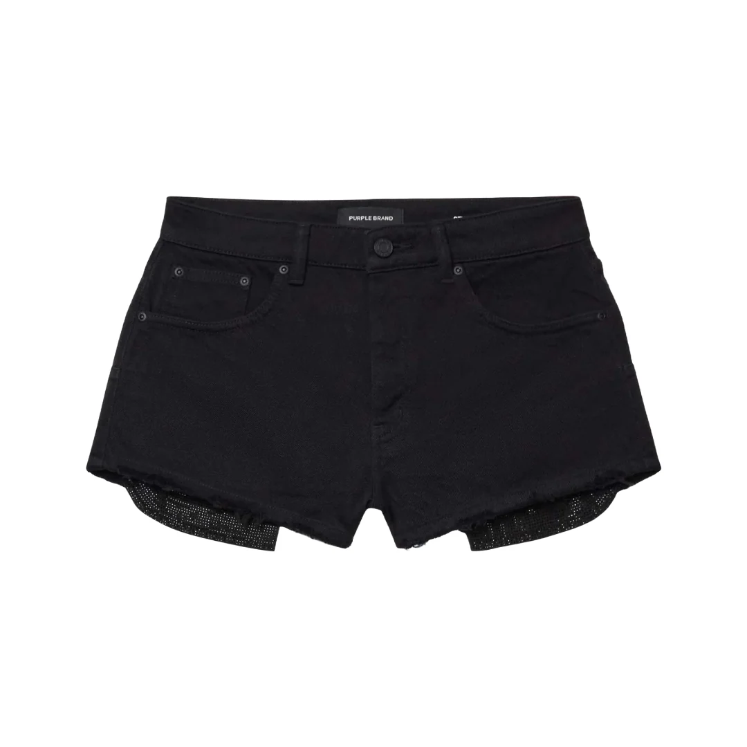 RHINESTONE DENIM SHORTS BLACK