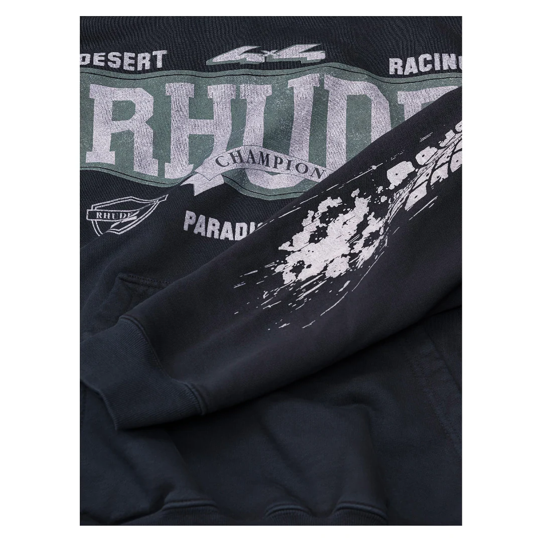 RHUDE 4X4 HOODIE VTG BLACK - Image 3