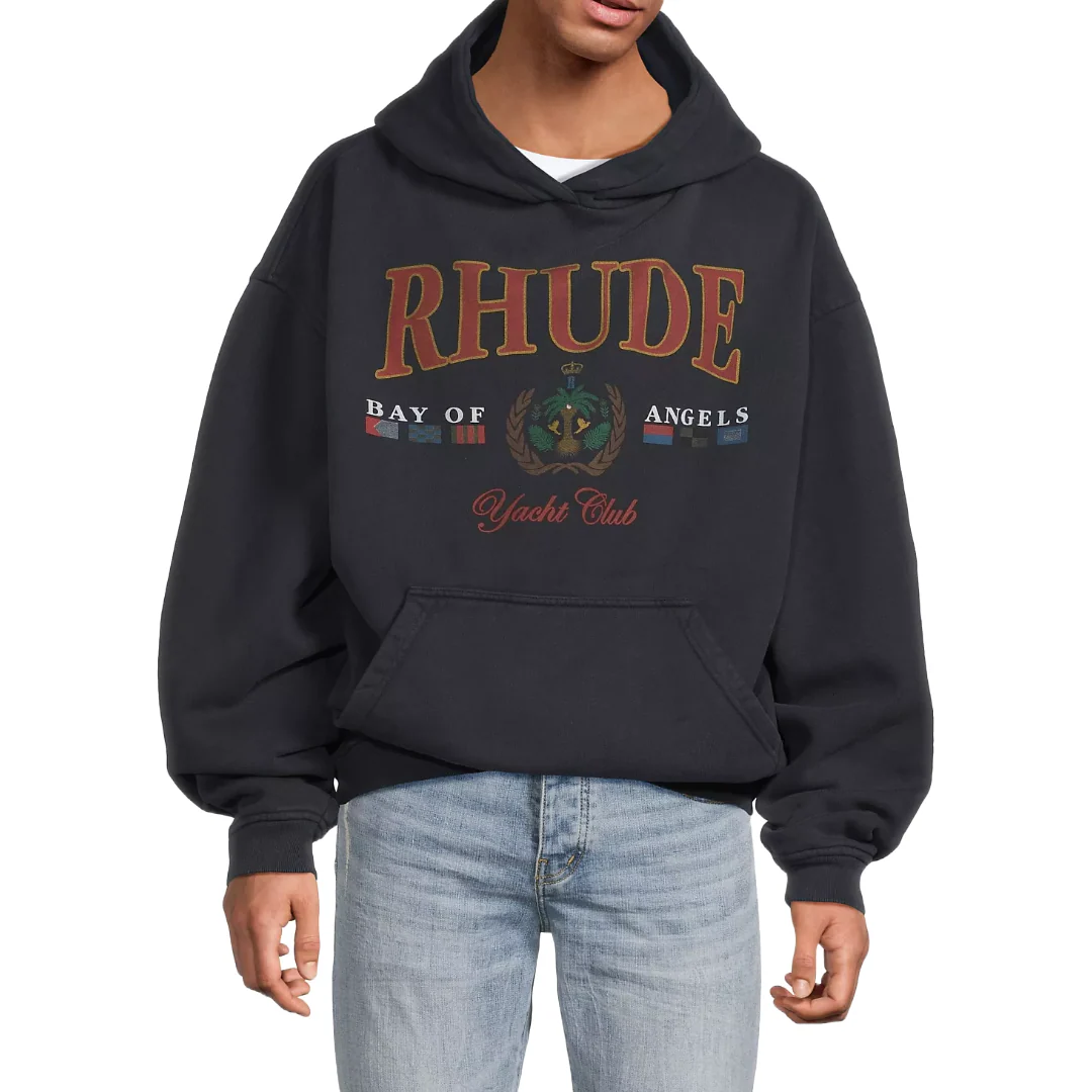 RHUDE BAY OF ANGELS YACHT HOODIE BLACK - Image 2