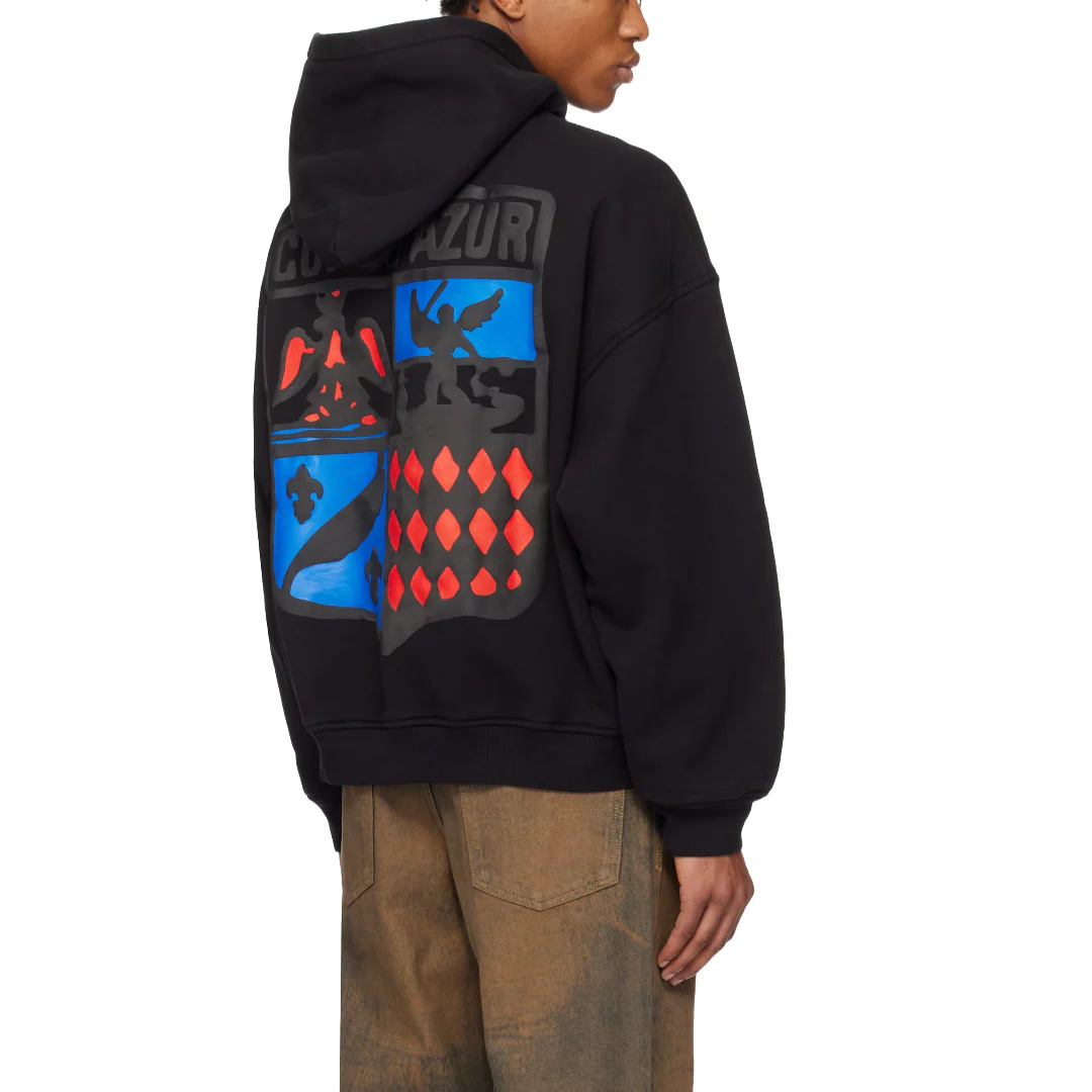 RHUDE COTE D'AZUR CREST OVERSIZED HOODIE BLACK - Image 2