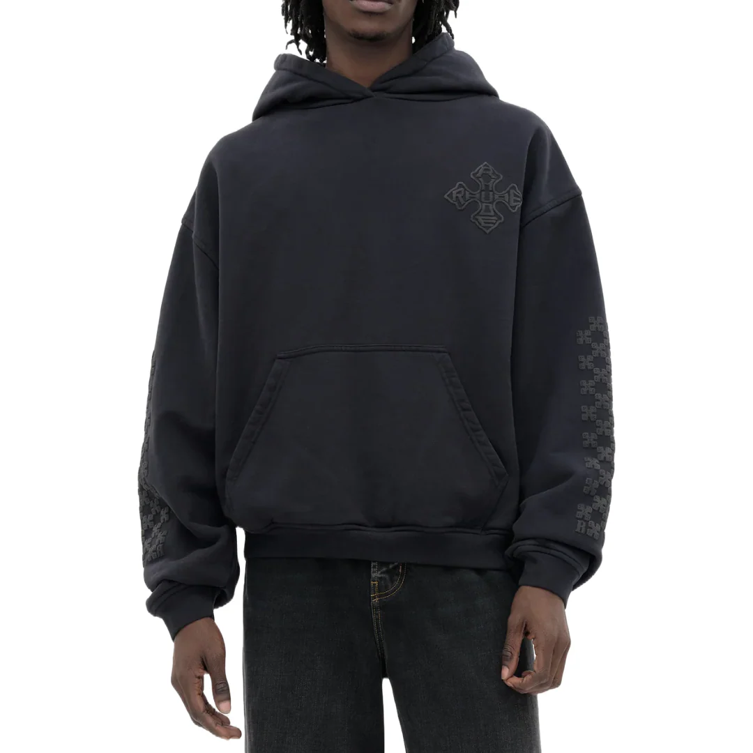 RHUDE CROSS LOGO HOODIE BLACK - Image 2