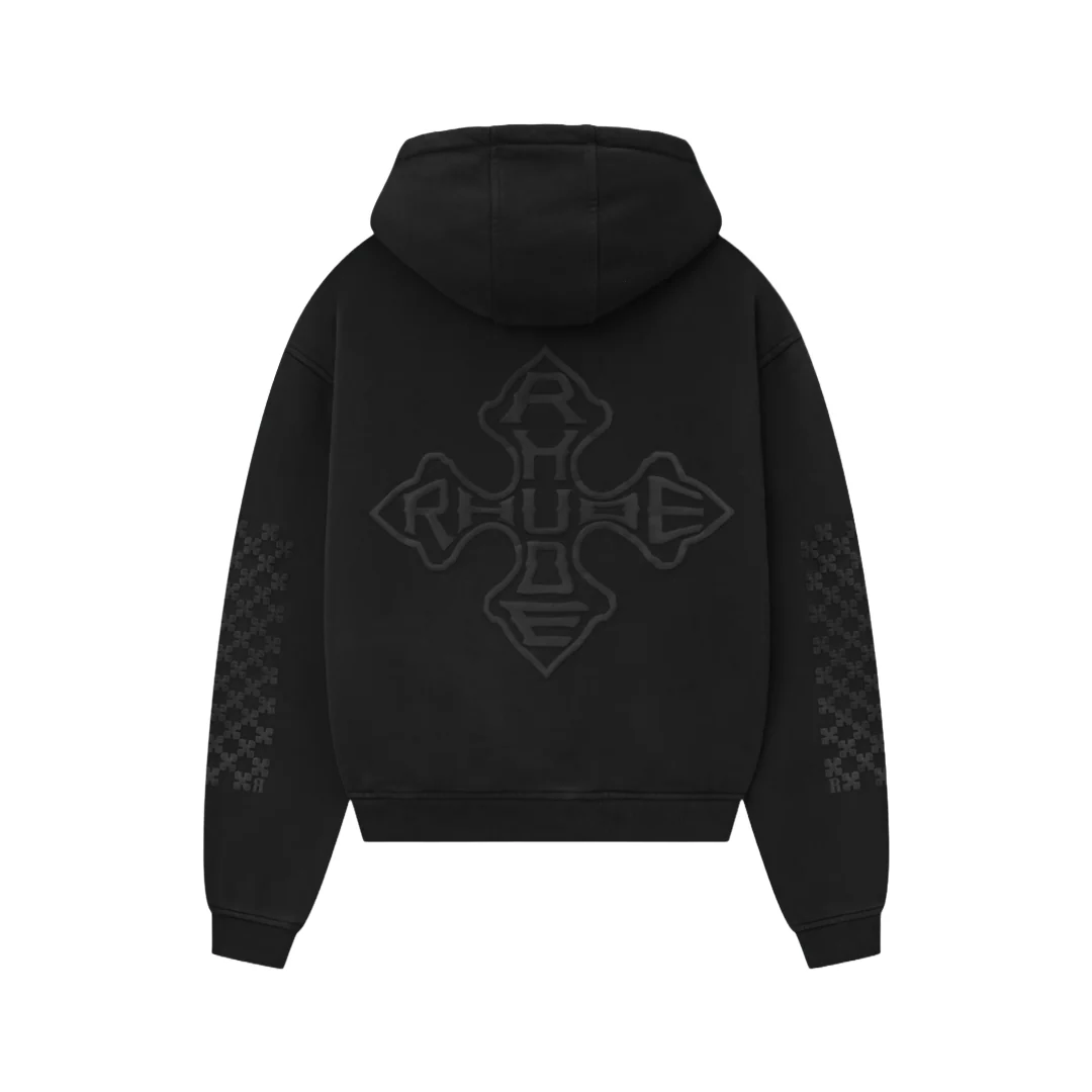 RHUDE CROSS LOGO HOODIE BLACK - Image 3