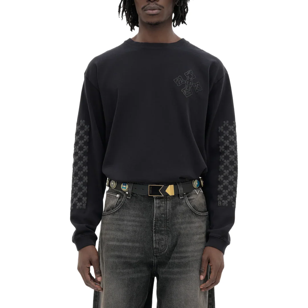 RHUDE CROSS LS TEE BLACK - Image 2