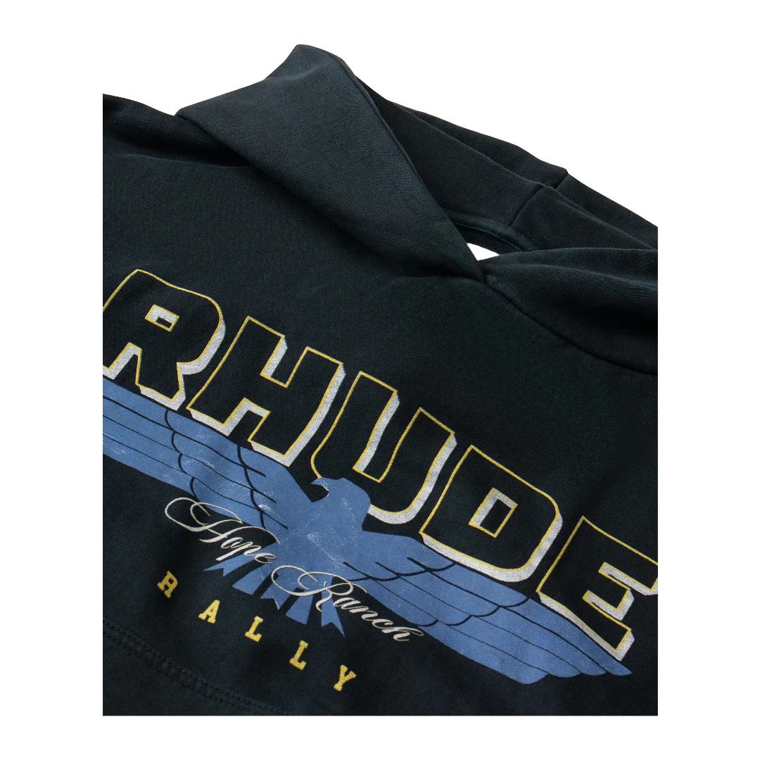 RHUDE HOPE RANCH TERRY HOODIE VTG BLACK/BLUE - Image 3
