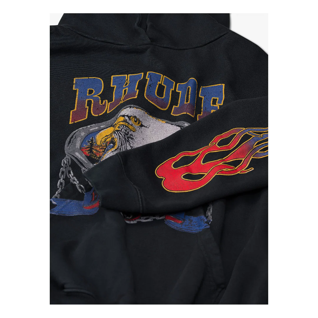 RHUDE SCREAMING EGLE HOODIE VTG BLACK - Image 3