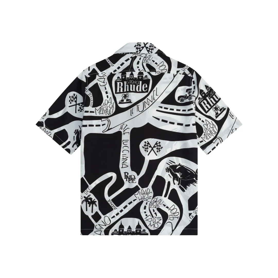 RHUDE STRADA SILK SHIRT BLACK/WHITE - Image 2