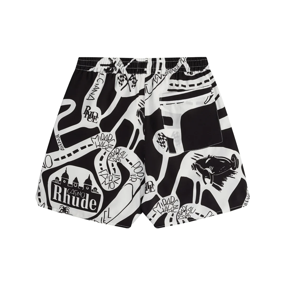 RHUDE STRADA SILK SHORT BLACK/WHITE - Image 2