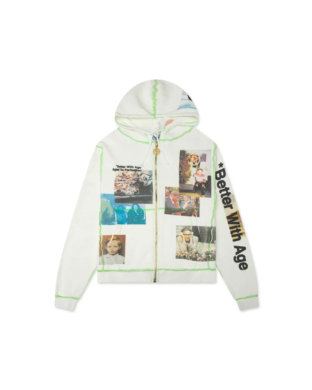 Ricky Waffle Zip-Up Hoodie - White