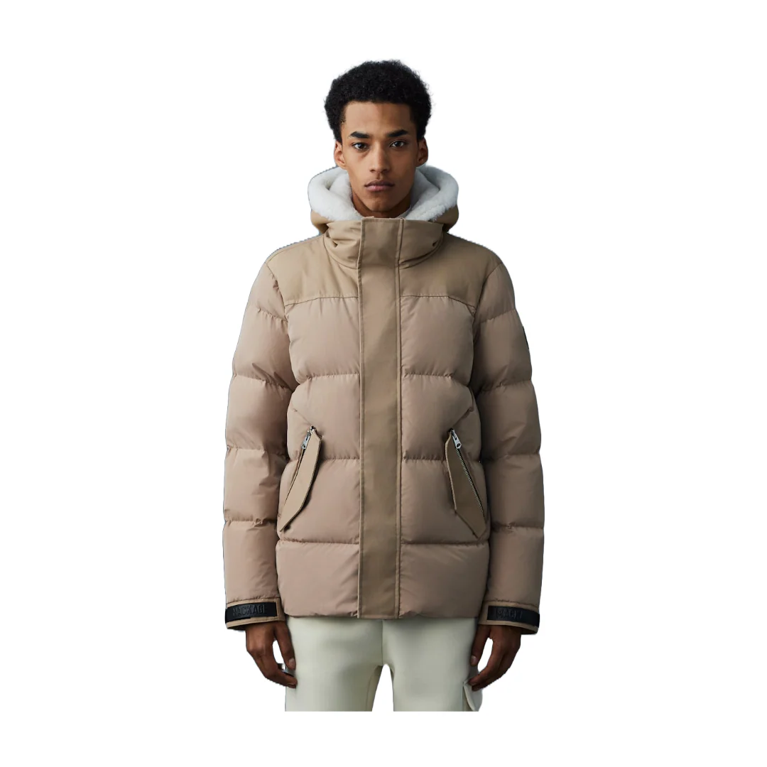 RILEY CLASSIC DOWN JACKET WITH REMOVABLE SHEARLING BIB CAMEL/LIGHT BROWN - Image 2