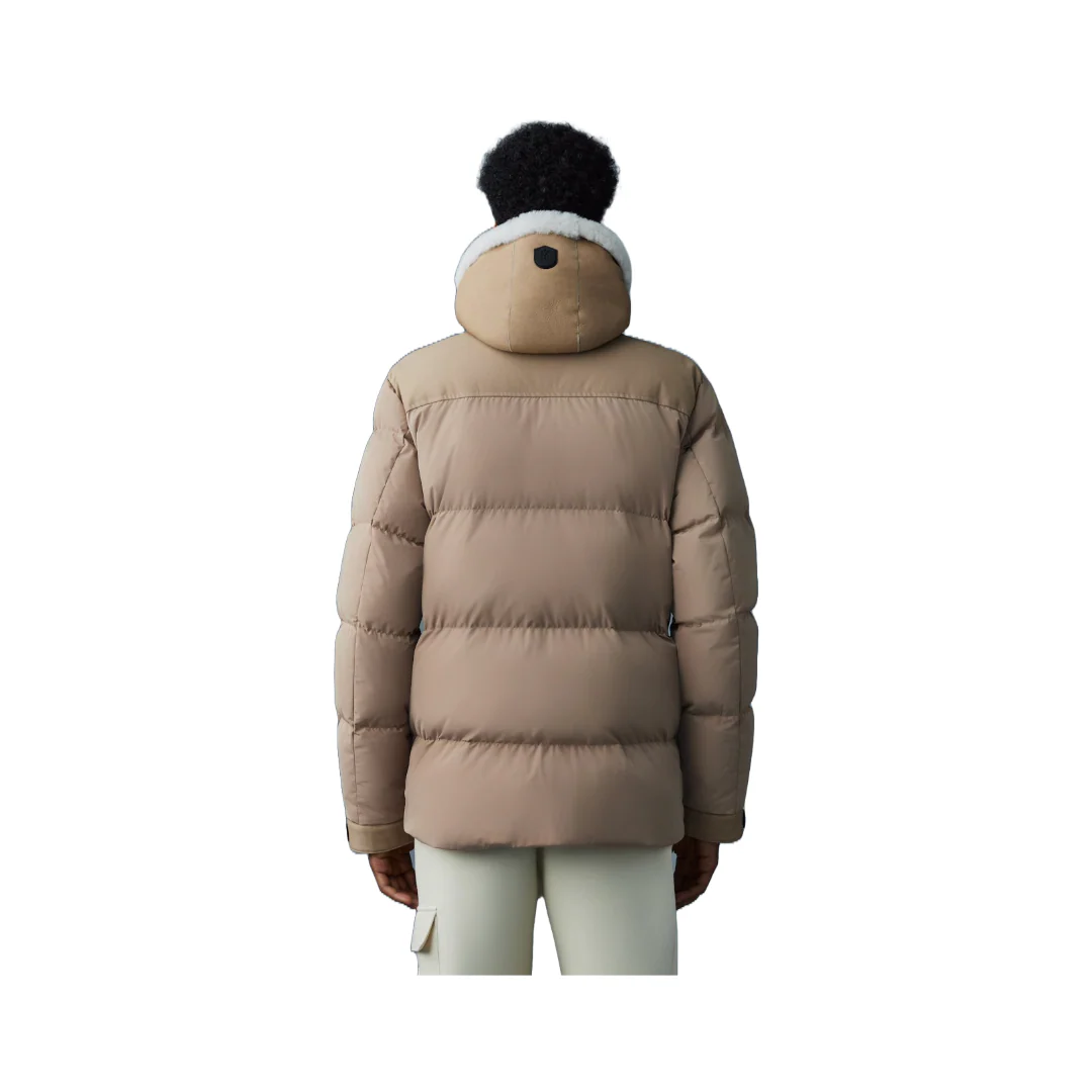 RILEY CLASSIC DOWN JACKET WITH REMOVABLE SHEARLING BIB CAMEL/LIGHT BROWN - Image 4