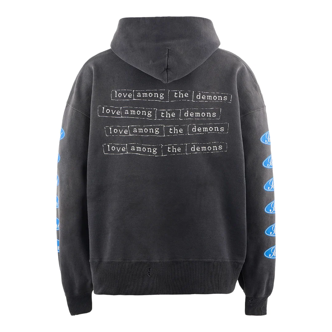 SAINT MXXXXXX LOVE AMONG HOODIE BLACK/BLUE - Image 2