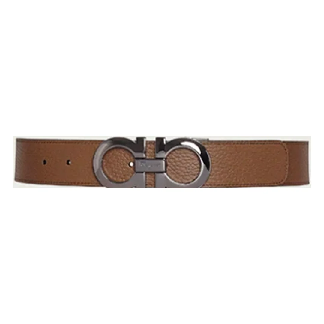 SALVATORE FERRAGAMO REVERSIBLE GANCINI BELT BLACK/BROWN