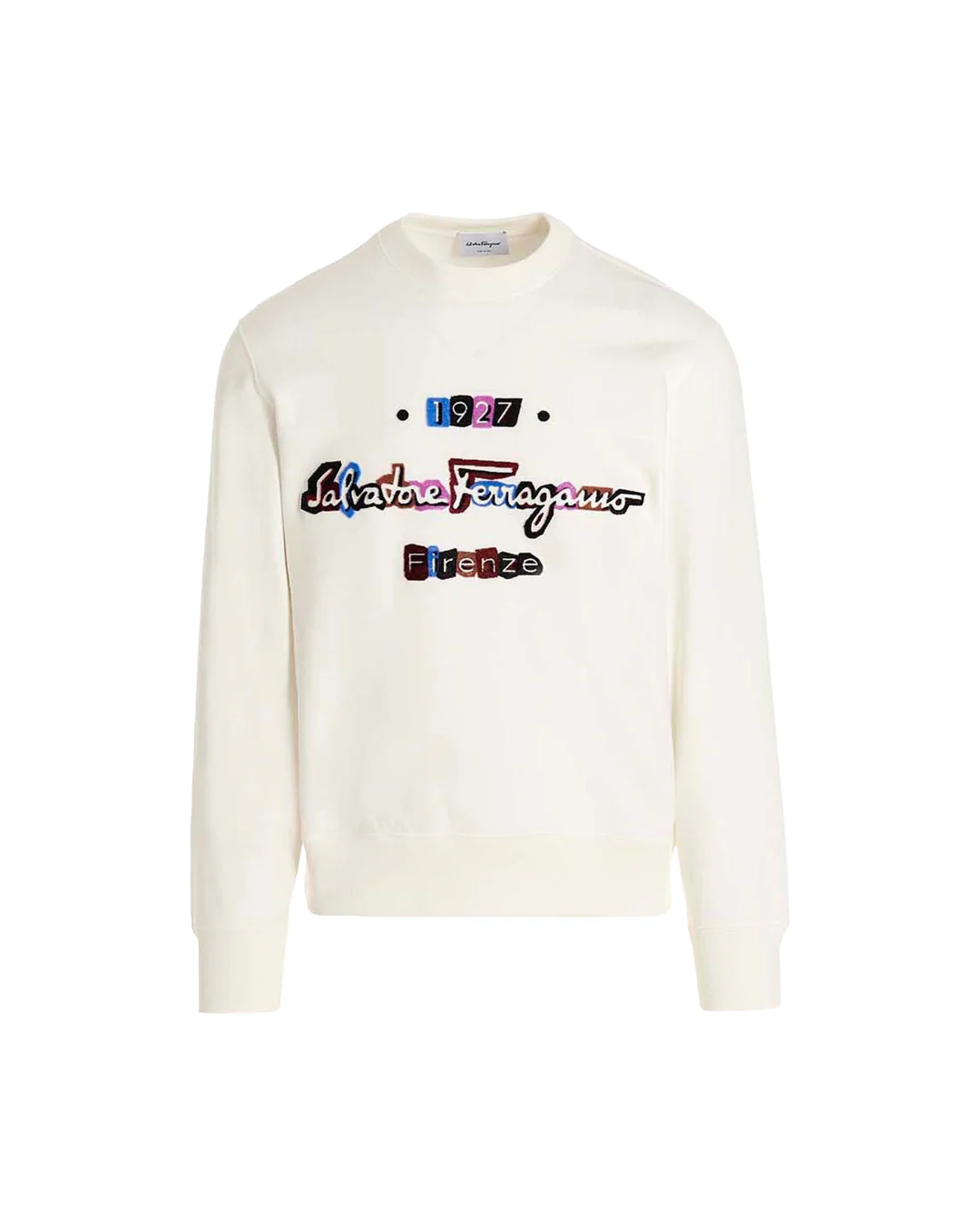 SALVATORE FERRAGAMO 1927 SIGNATURE SWEATSHIRT CREAM/MULTICOLOR