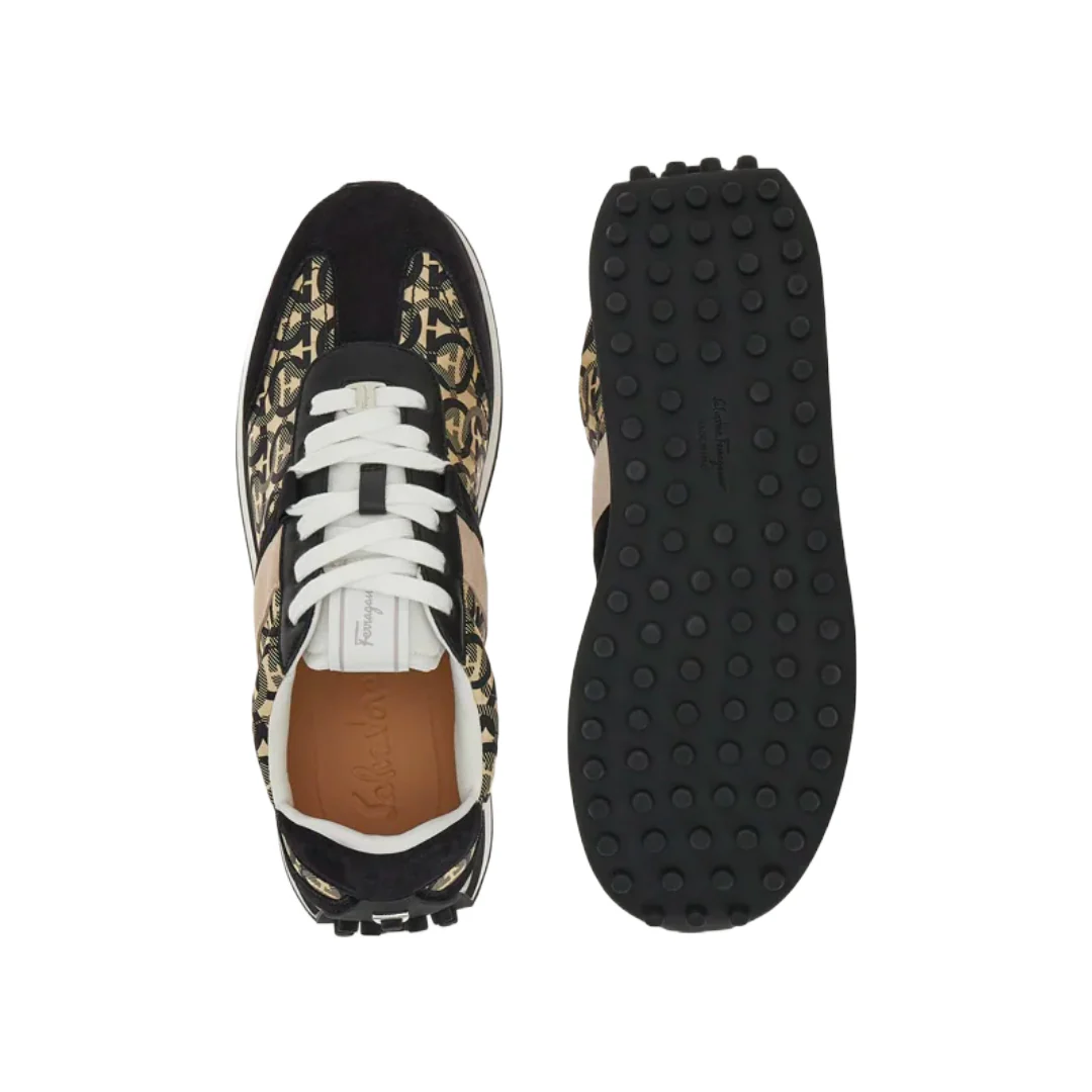 SALVATORE FERRAGAMO FERRAGAMO UNISEX SNEAKER BLACK/BEIGE - Image 2