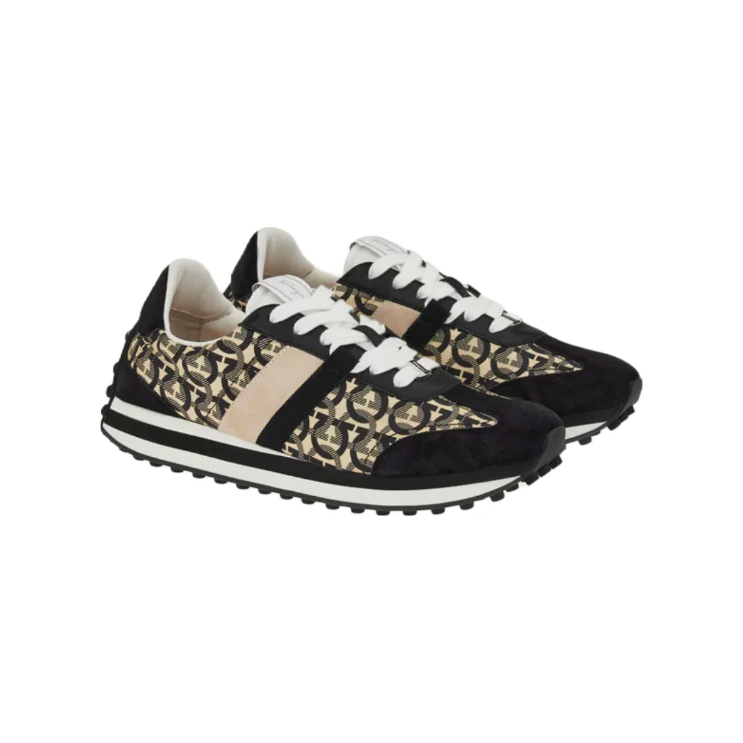 SALVATORE FERRAGAMO FERRAGAMO UNISEX SNEAKER BLACK/BEIGE - Image 3