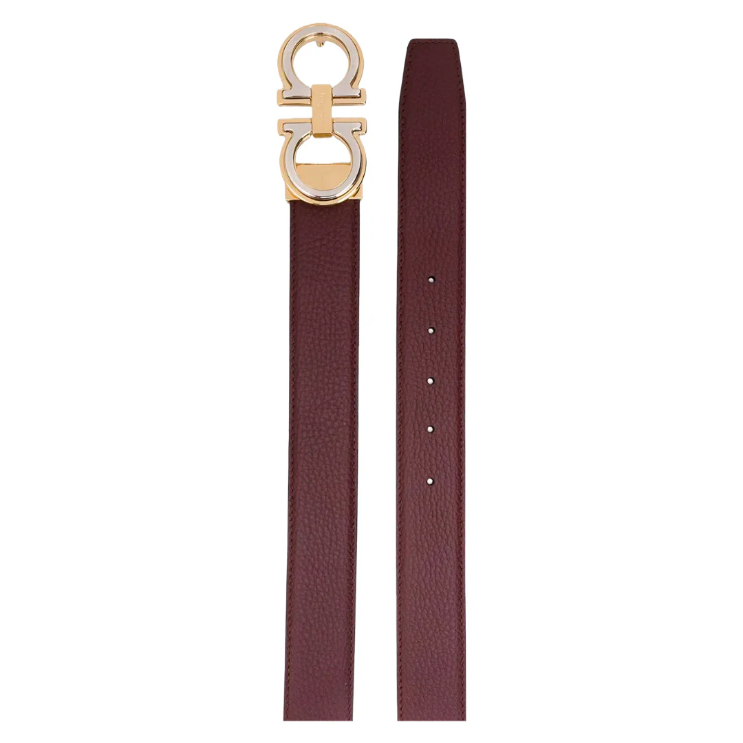 SALVATORE FERRAGAMO GANCINI LEATHER BELT BROWN - Image 2