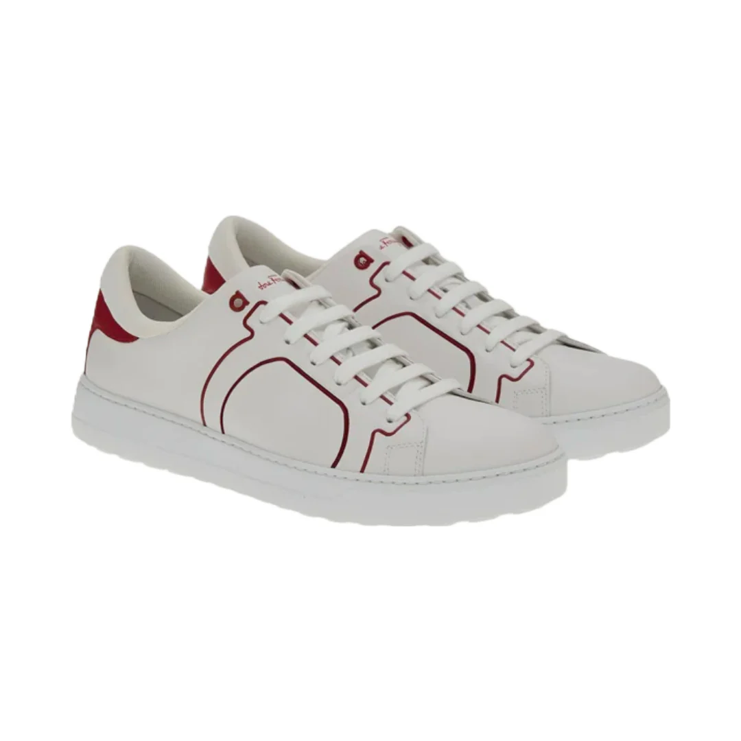 SALVATORE FERRAGAMO GANCINI SNEAKER WHITE/ROUGE - Image 2