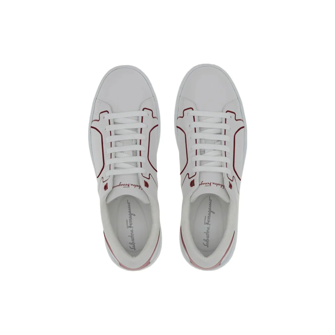 SALVATORE FERRAGAMO GANCINI SNEAKER WHITE/ROUGE - Image 4