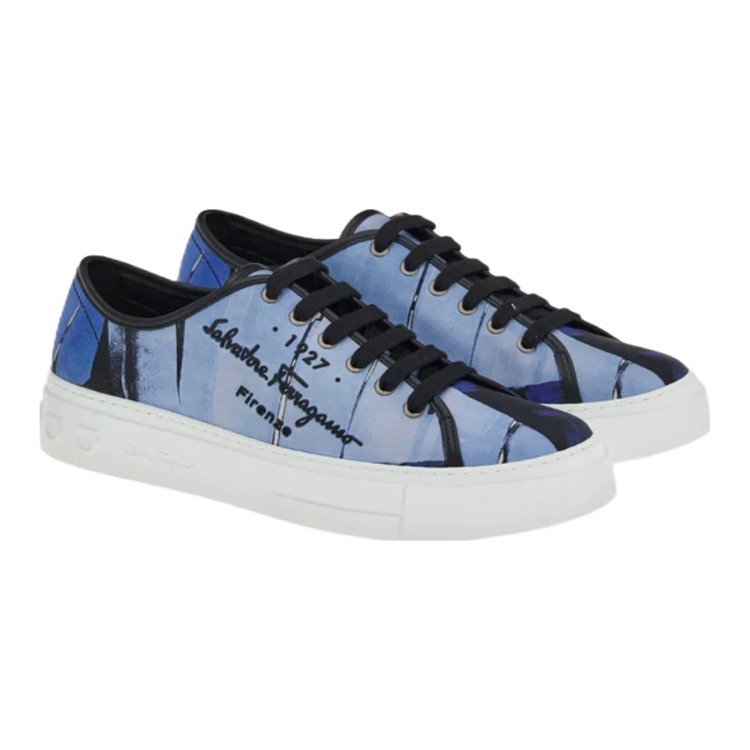 SALVATORE FERRAGAMO PALM PRINT SNEAKER NERO/GOLFO B SYNTETIC - Image 3