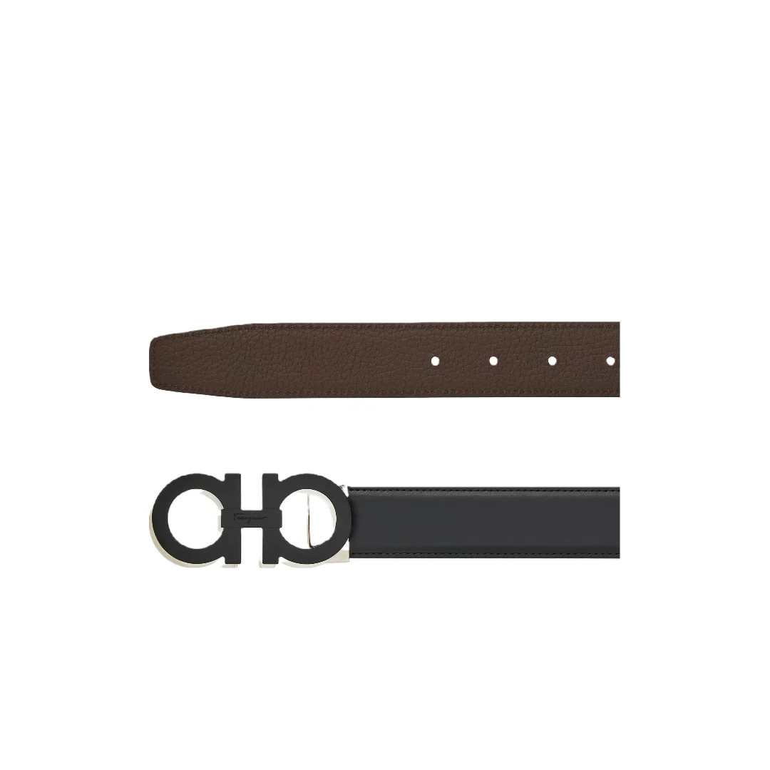 SALVATORE FERRAGAMO REVERSIBLE & ADJUSTABLE BELT NERO/HICKORY - Image 2
